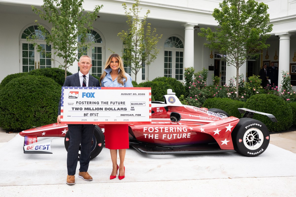First Lady Melania Trump participates in A Celebration of IndyCar’s Commitment to Fostering the Future event, Thursday, August 20, 2026, in the Rose Garden of the White House. (Official White House Photo by Andrea Hanks)