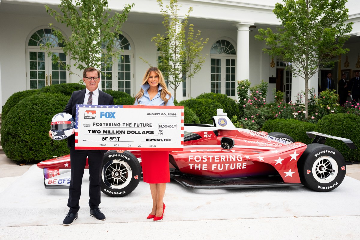 First Lady Melania Trump participates in A Celebration of IndyCar’s Commitment to Fostering the Future event, Thursday, August 20, 2026, in the Rose Garden of the White House. (Official White House Photo by Andrea Hanks)