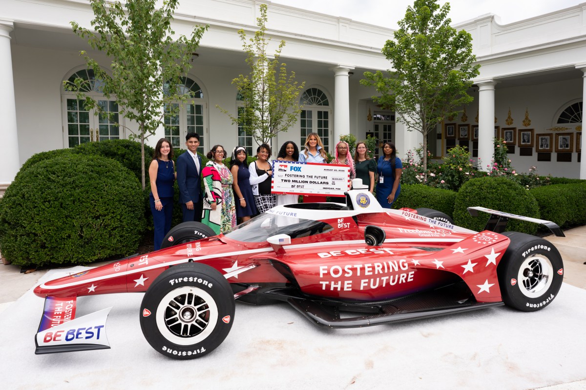 First Lady Melania Trump participates in A Celebration of IndyCar’s Commitment to Fostering the Future event, Thursday, August 20, 2026, in the Rose Garden of the White House. (Official White House Photo by Andrea Hanks)
