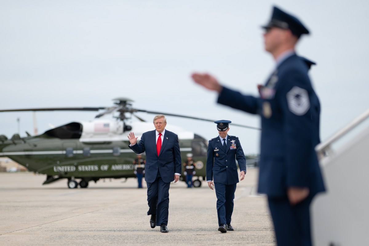 President Donald J. Trump disembarks Marine One at Joint Base Andrews, Maryland on Saturday, October 10, 2026, and boards Air Force One en route Campbell Army Airfield in Fort Campbell, Kentucky.  (Official White House Photo by Molly Riley)
