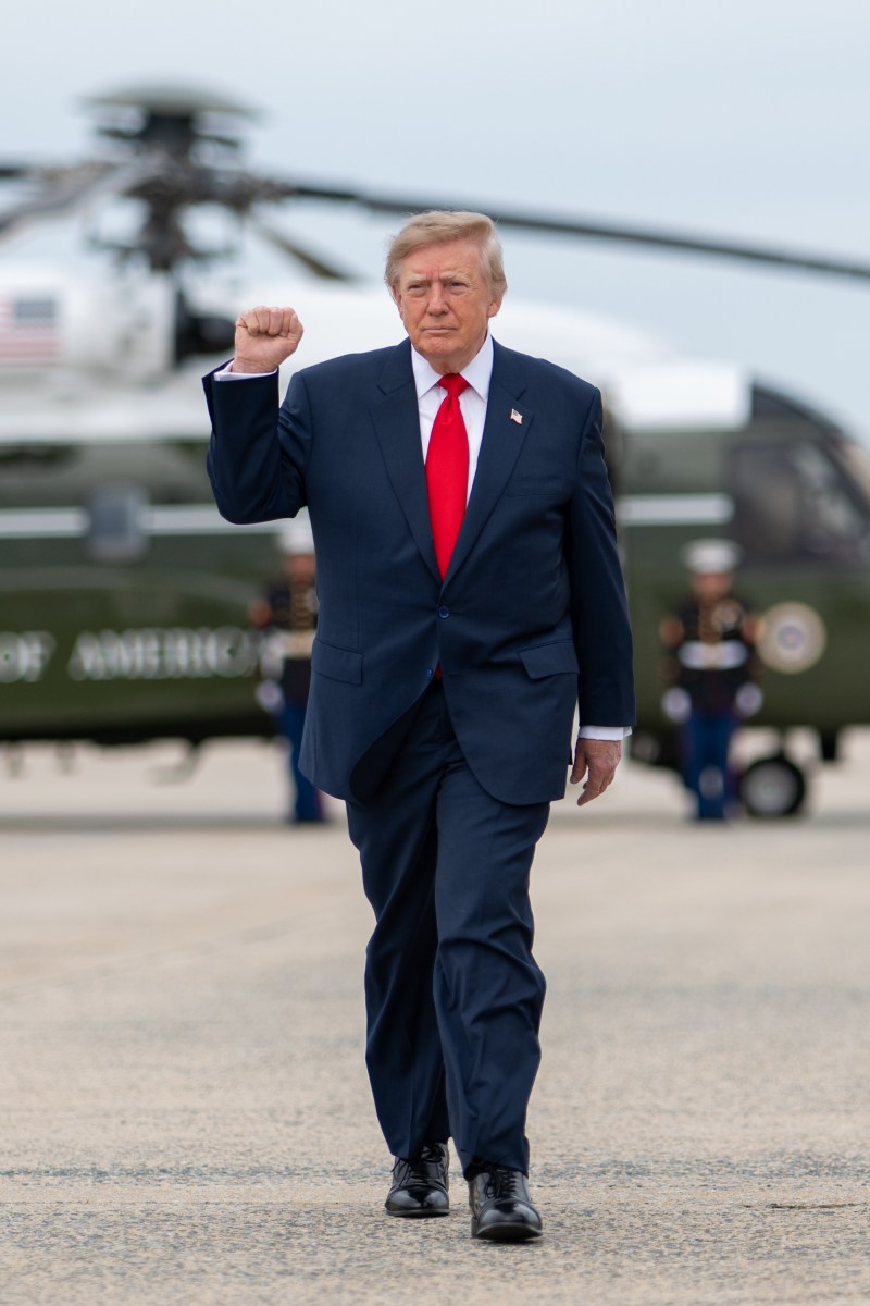 President Donald J. Trump disembarks Marine One at Joint Base Andrews, Maryland on Saturday, October 10, 2026, and boards Air Force One en route Campbell Army Airfield in Fort Campbell, Kentucky.  (Official White House Photo by Molly Riley)
