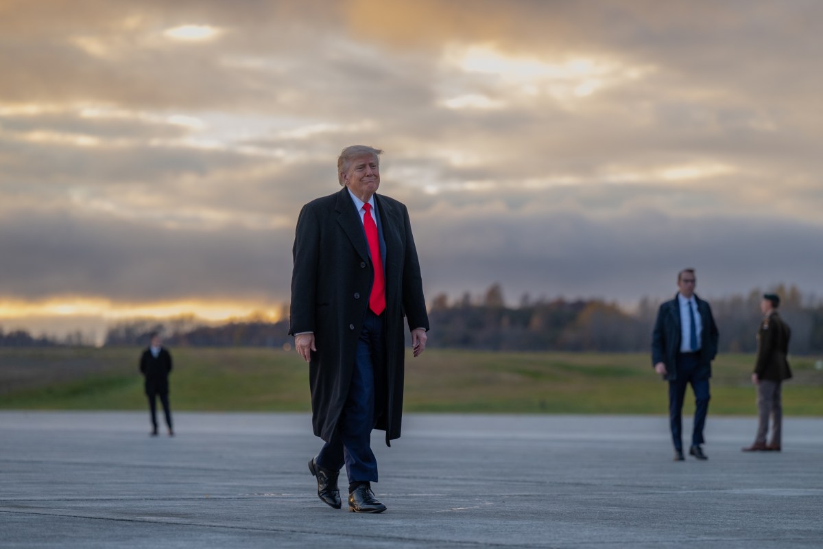 President Donald J. Trump disembarks Marine One and boards Air Force One at Joint Base Elmendorf-Richardson in Anchorage, Alaska, Tuesday, October 13, 2026, en route Harry Reid International Airport in Las Vegas, Nevada.  (Official White House Photo by Molly Riley)