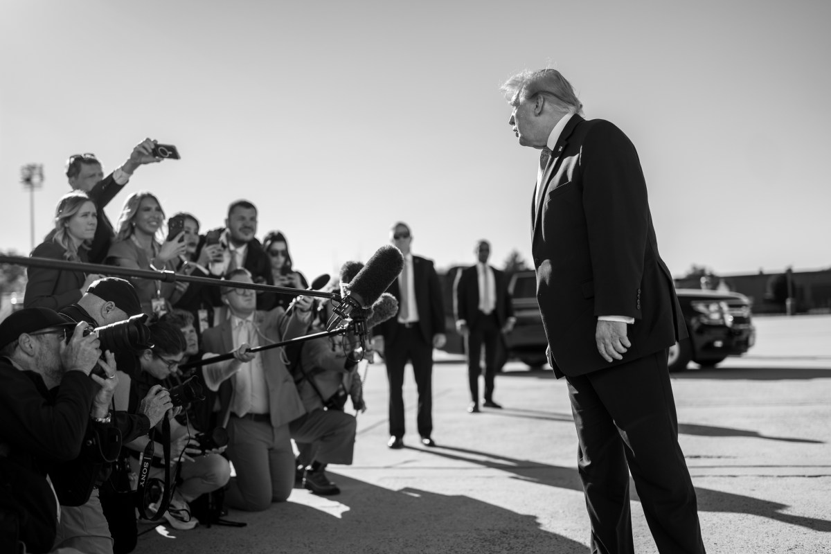 President Donald J. Trump speaks to the press before boarding Air Force One at Joint Base Andrews, Maryland on Monday, October 26, 2026, en route Frederick W. Smith International Airport in Memphis, Tennessee.  (Official White House Photo by Molly Riley)