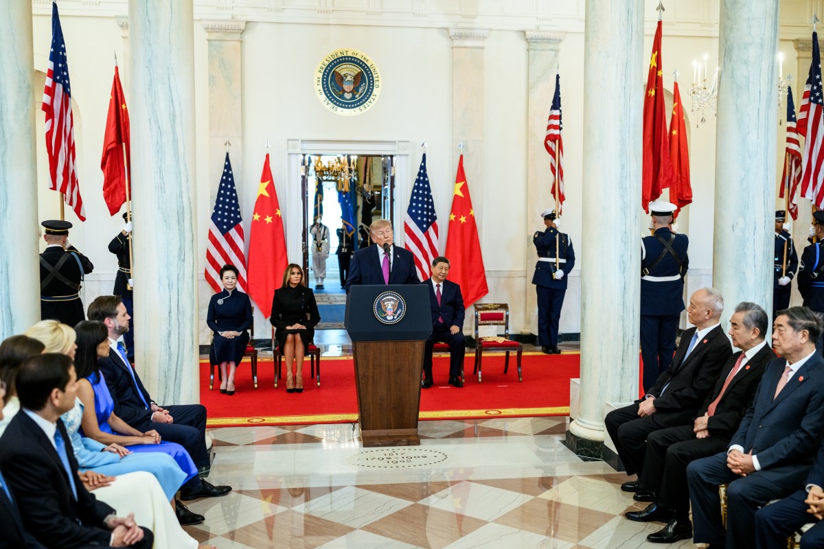 President Donald J. Trump delivers remarks during a State Arrival ceremony for President Xi Jinping of China, Thursday, September 24, 2026, on the State Floor of the White House. (Official White House Photo by Daniel Torok