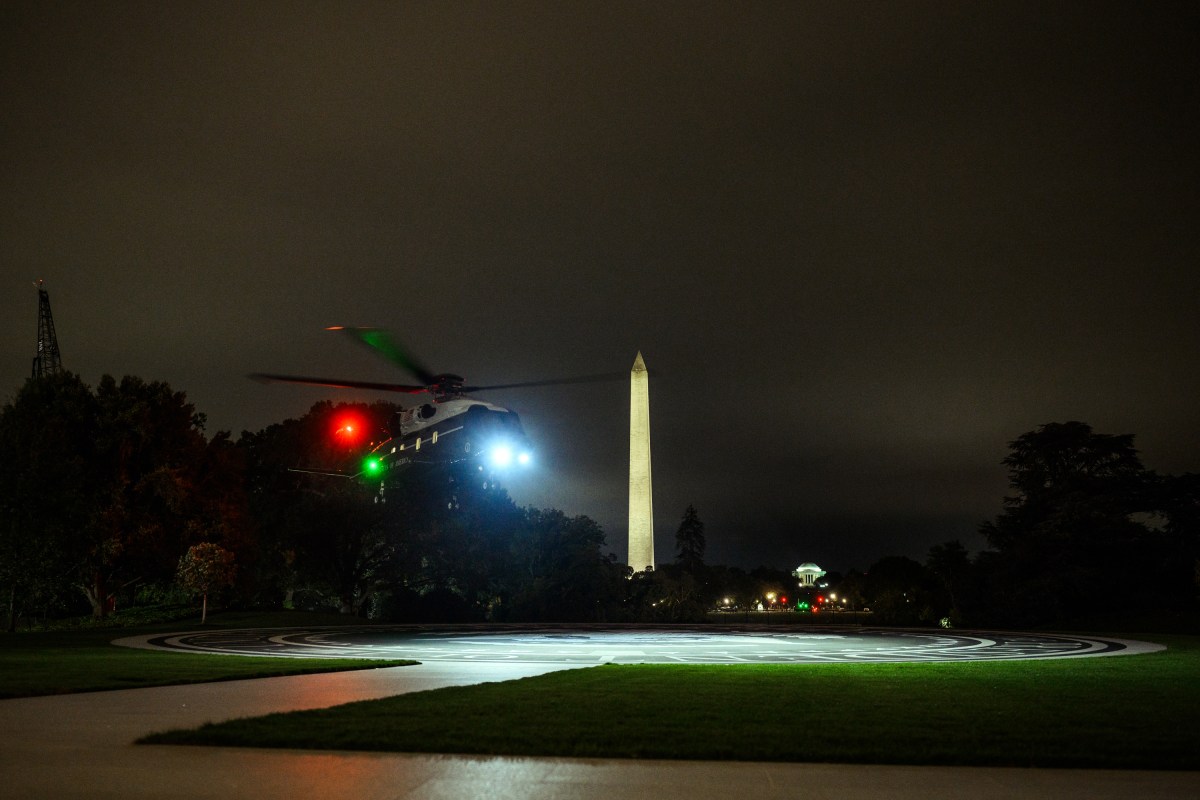 President Donald J. Trump disembarks Marine One on the South Lawn of the White House, Saturday, October 3, 2026, after a trip to Ohio. (Official White House Photo by Patrick Witty)
