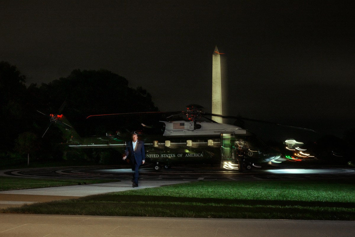President Donald J. Trump disembarks Marine One on the South Lawn of the White House, Saturday, October 3, 2026, after a trip to Ohio. (Official White House Photo by Patrick Witty)