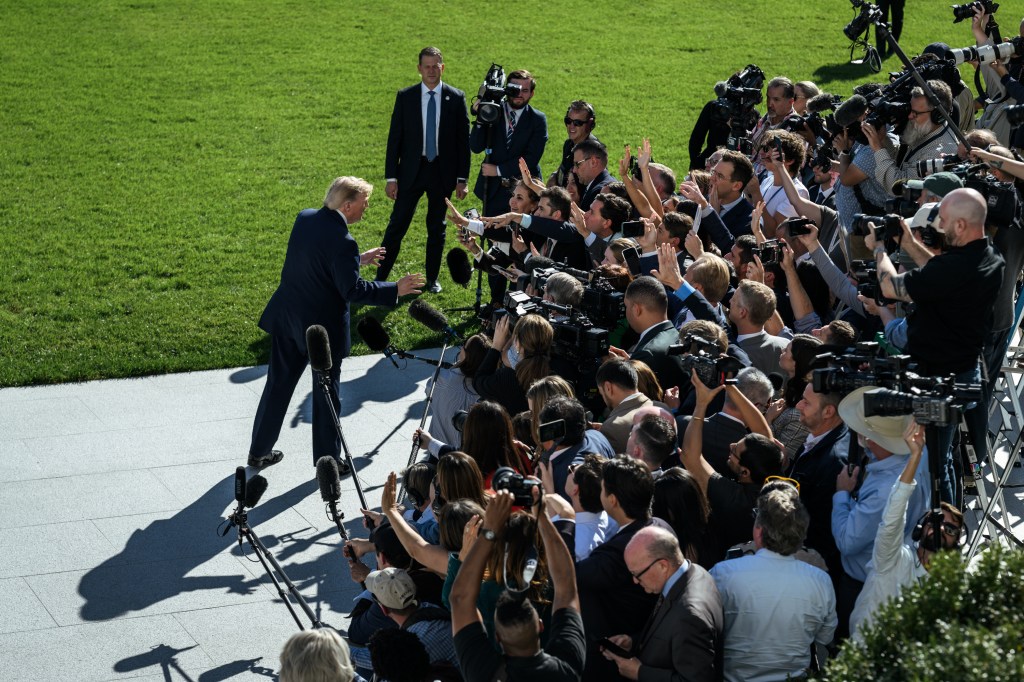 President Donald J. Trump boards Marine One on the South Lawn of the White House, Monday, October 5, 2026, en route Joint Base Andrews for a trip to Nebraska. (Official White House Photo by Daniel Torok)