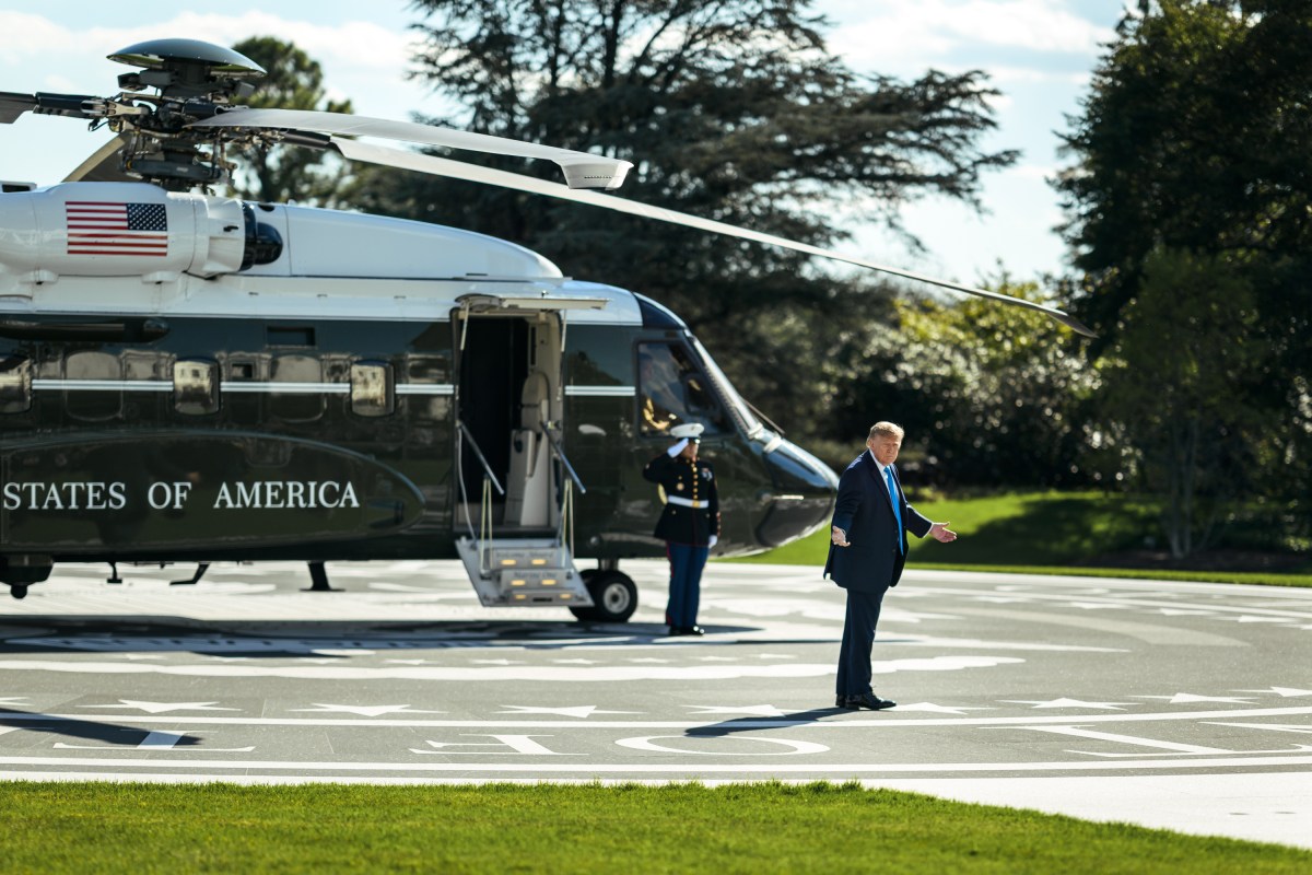 President Donald J. Trump boards Marine One on the South Lawn of the White House, Monday, October 5, 2026, en route Joint Base Andrews for a trip to Nebraska. (Official White House Photo by Daniel Torok)