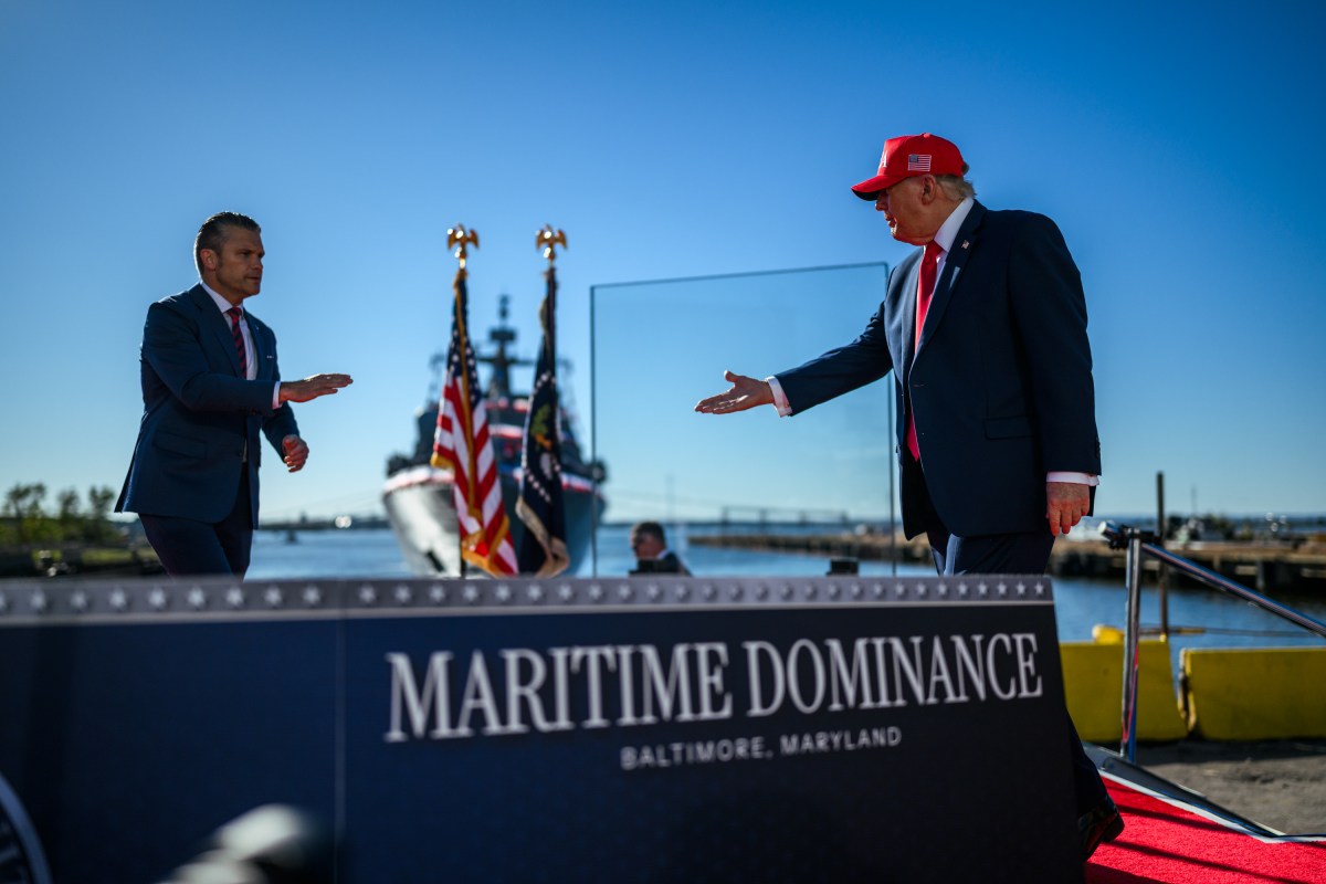 President Donald J. Trump delivers remarks on defense manufacturing investments by Anduril Industries to build a submarine and autonomous vessel shipyard at Sparrows Point, Baltimore, Maryland, Tuesday, October 6, 2026. (Official White House Photo by Daniel Torok)
