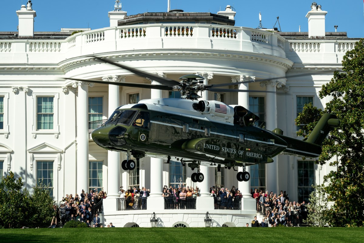 President Donald J. Trump boards Marine One on the South Lawn of the White House, Tuesday, October 6, 2026, en route Sparrows Point, Maryland. (Official White House Photo by Molly Riley)