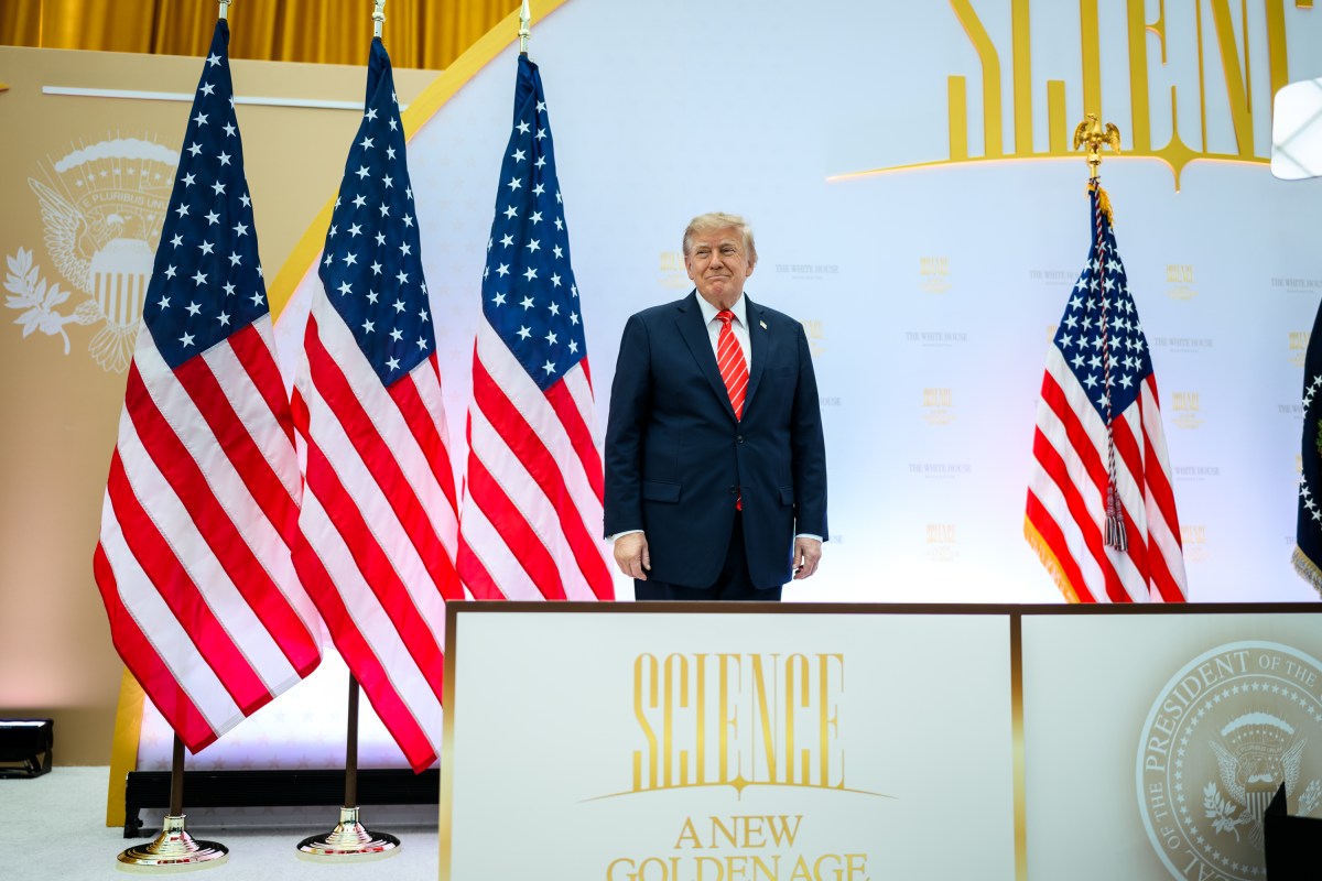 President Donald J. Trump presents the National Medal of Science to tech company leaders at a “New Golden Age” summit with tech and science leaders at the Donald J. Trump Institute of Peace in Washington, D.C., Thursday, October 8, 2026. (Official White House Photo by Daniel Torok)
