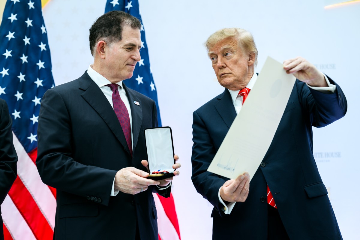 President Donald J. Trump presents the National Medal of Science to tech company leaders at a “New Golden Age” summit with tech and science leaders at the Donald J. Trump Institute of Peace in Washington, D.C., Thursday, October 8, 2026. (Official White House Photo by Daniel Torok)