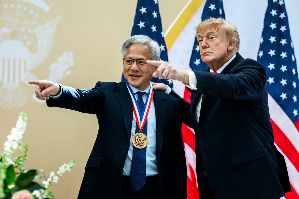 President Donald J. Trump presents the National Medal of Science to tech company leaders at a “New Golden Age” summit with tech and science leaders at the Donald J. Trump Institute of Peace in Washington, D.C., Thursday, October 8, 2026. (Official White House Photo by Daniel Torok)