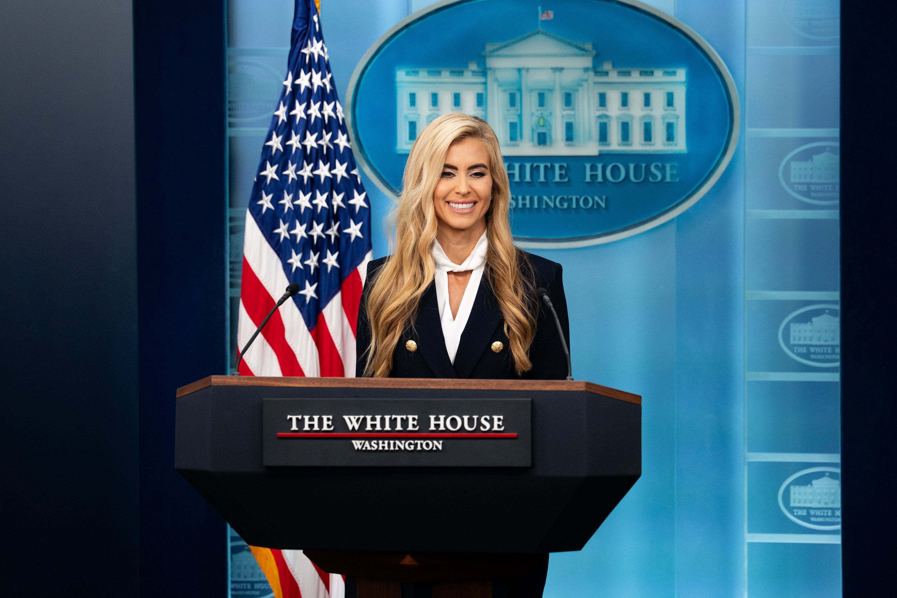 White House Press Secretary Katie Zacharia holds first press briefing in the James S. Brady Press Briefing Room of the White House, Tuesday, October 13, 2026. (Official White House Photo by Andrea Hanks)