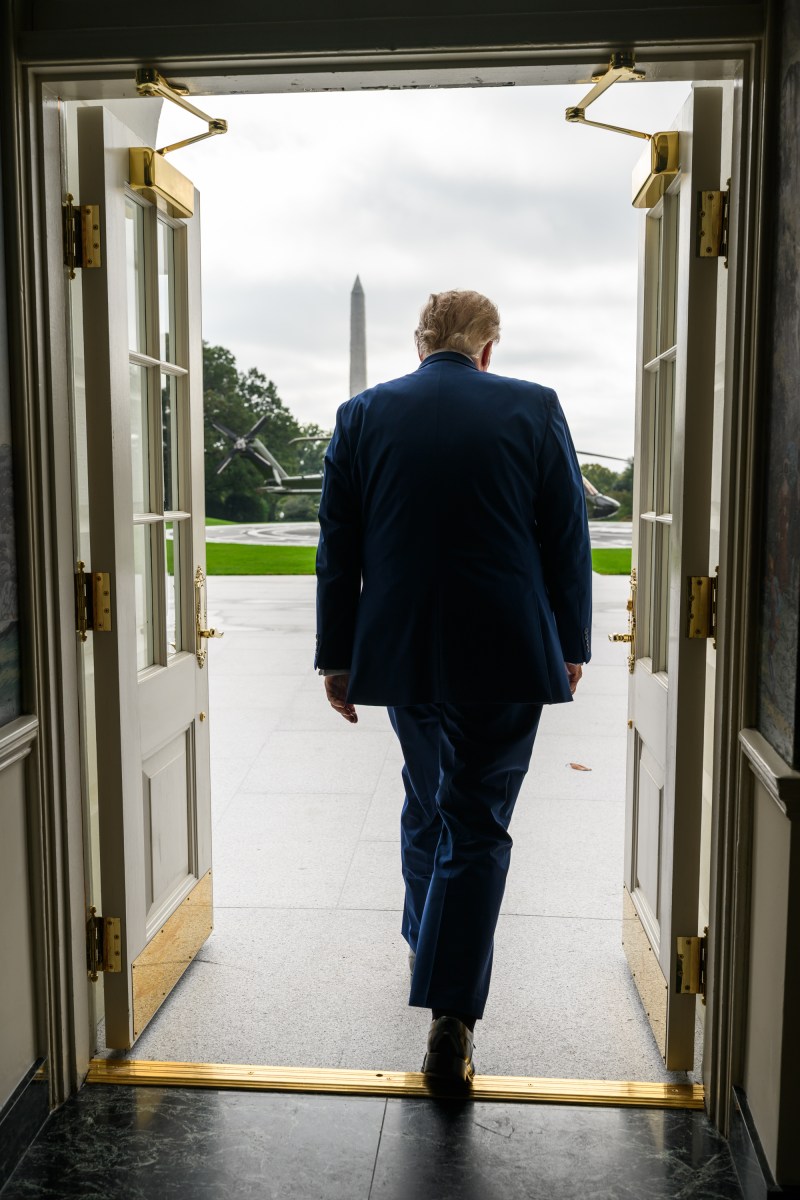 President Donald J. Trump boards Marine One on the South Lawn of the White House, Friday, October 16, 2026, en route Joint Base Andrews for a trip to Georgia and Florida. (Official White House Photo by Molly Riley)