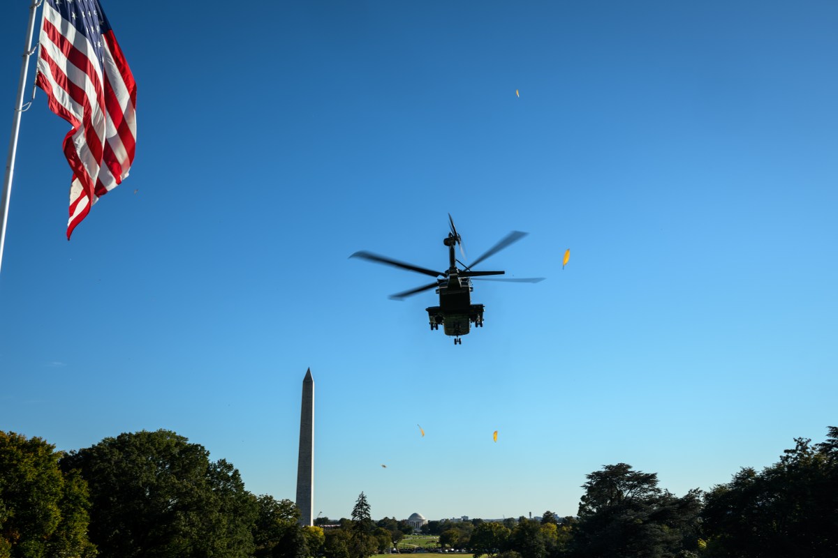 President Donald J. Trump boards Marine One on the South Lawn of the White House, Wednesday, October 21, 2026, en route Joint Base Andrews for a campaign trip to Clemson, South Carolina. (Official White House Photo by Daniel Torok)