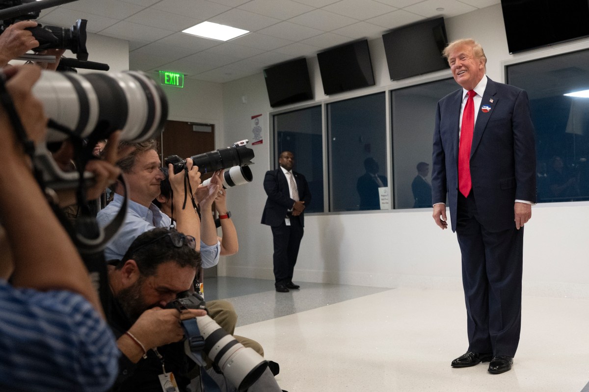 President Donald J. Trump speaks to the press after voting early in West Palm Beach, Florida, Saturday, October 24, 2026. (Official White House photo by Joyce N. Boghosian)