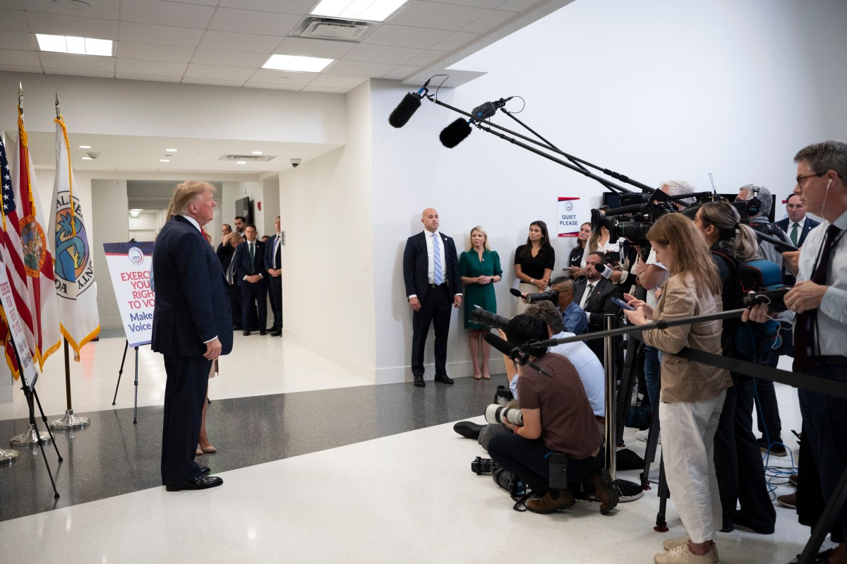 President Donald J. Trump speaks to the press after voting early in West Palm Beach, Florida, Saturday, October 24, 2026. (Official White House photo by Joyce N. Boghosian)