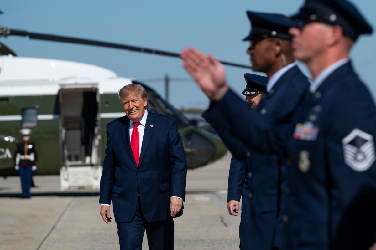 President Donald J. Trump disembarks Marine One at Joint Base Andrews, Maryland and speaks to the press before boarding Air Force One for a campaign trip to Port Huron, Michigan, Sunday, October 25, 2026. (Official White House photo by Joyce N. Boghosian)