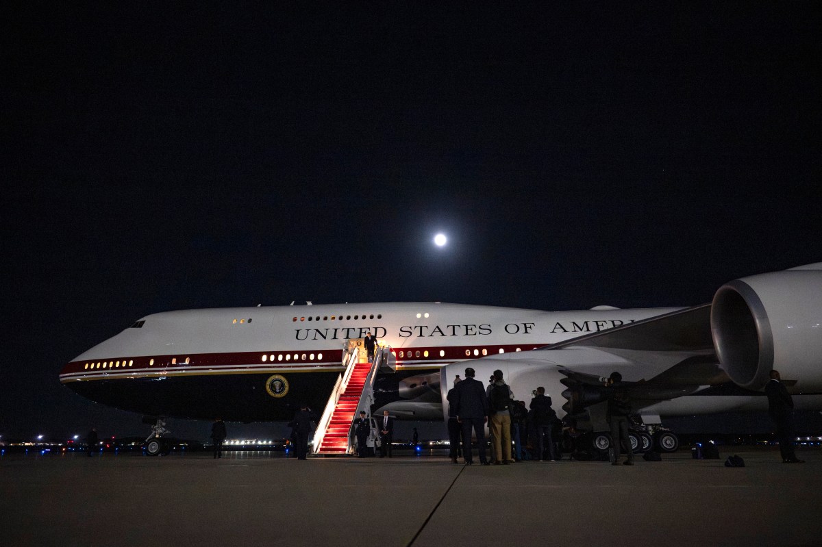 President Donald J. Trump disembarks Air Force One at Joint Base Andrews, Maryland after traveling to Port Huron, Michigan, Sunday, October 25, 2026. (Official White House photo by Joyce N. Boghosian)