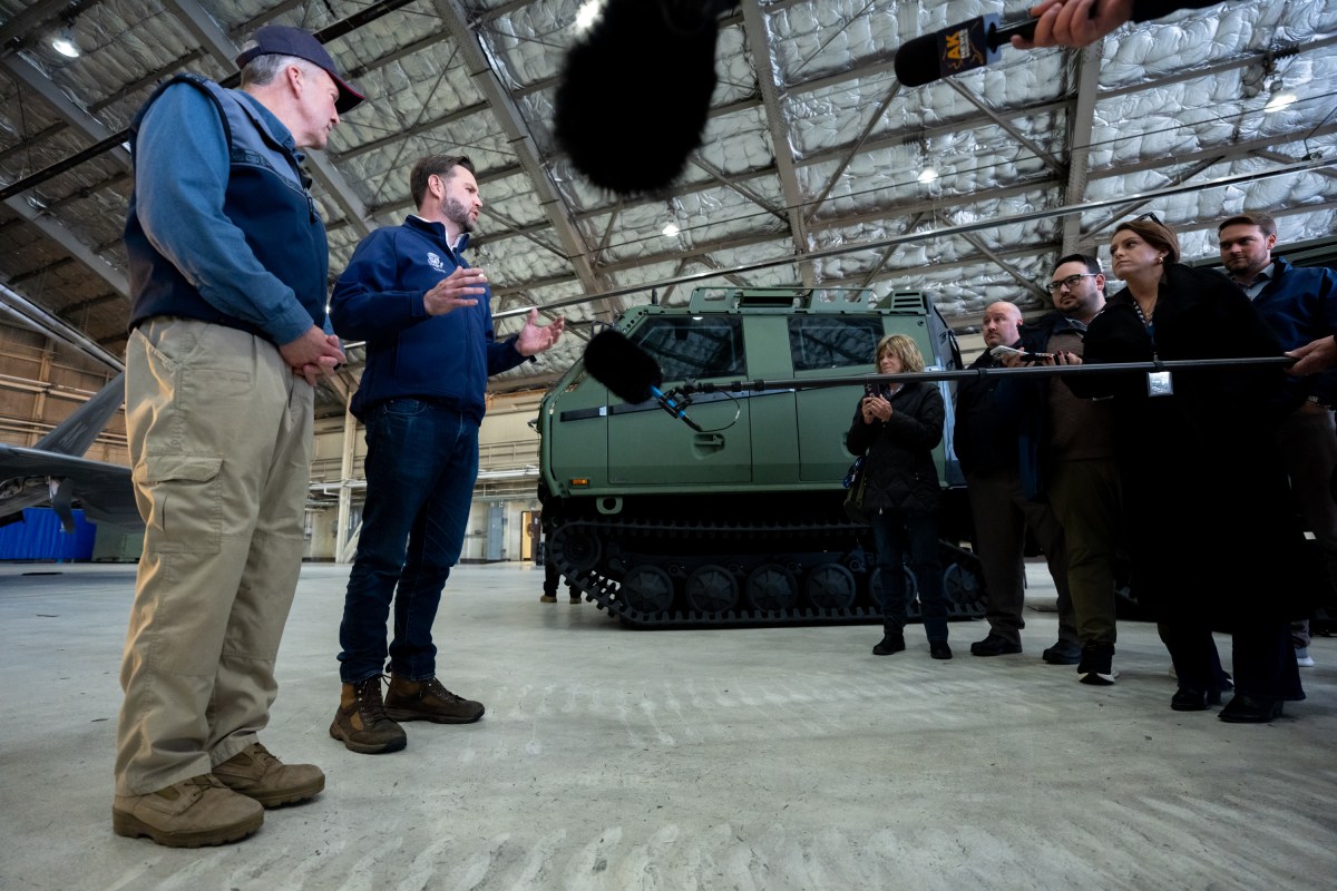 Vice President JD Vance participates in a press gaggle at a U.S. military capabilities showcase at Elmendorf Air Force Base in Anchorage, Alaska for a military engagement, Tuesday, October 6, 2026. (Official White House Photo by Emily J. Higgins)
