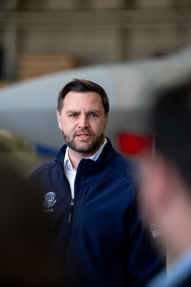 Vice President JD Vance participates in a press gaggle at a U.S. military capabilities showcase at Elmendorf Air Force Base in Anchorage, Alaska for a military engagement, Tuesday, October 6, 2026. (Official White House Photo by Emily J. Higgins)